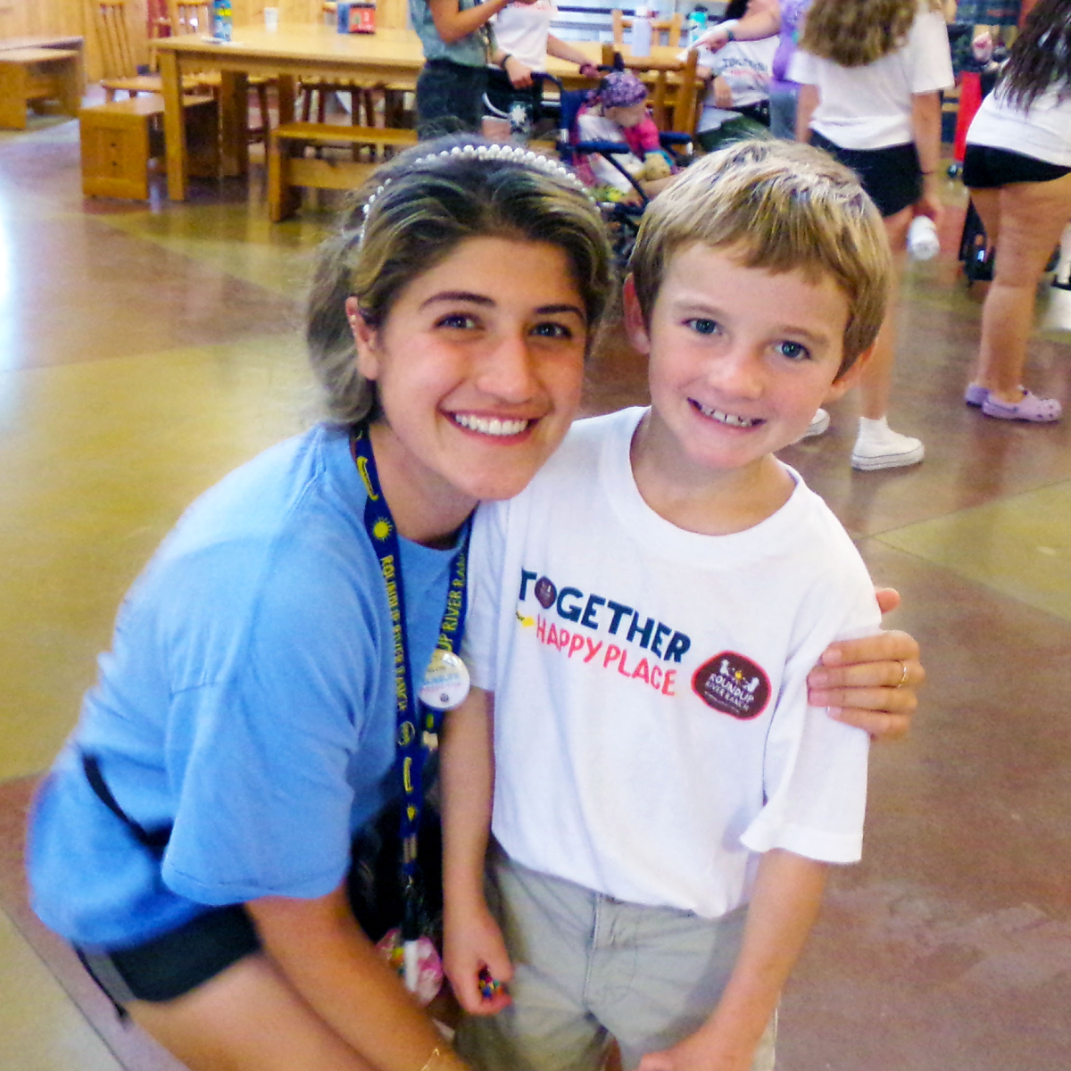 Volunteer with camper