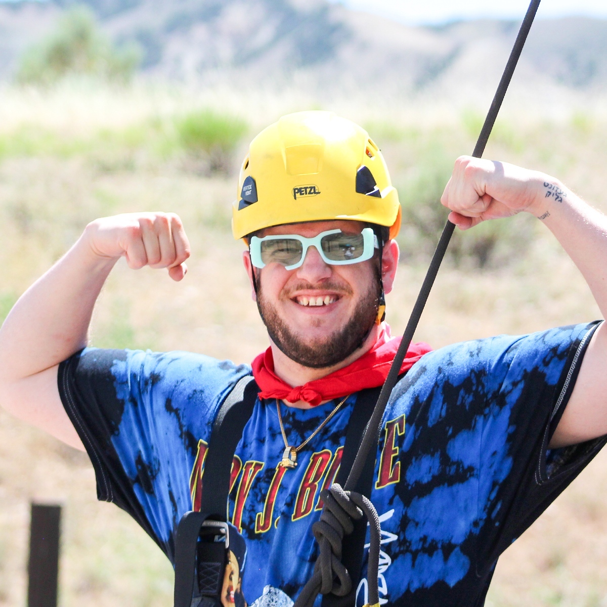 volunteer showing his muscles for a job well done